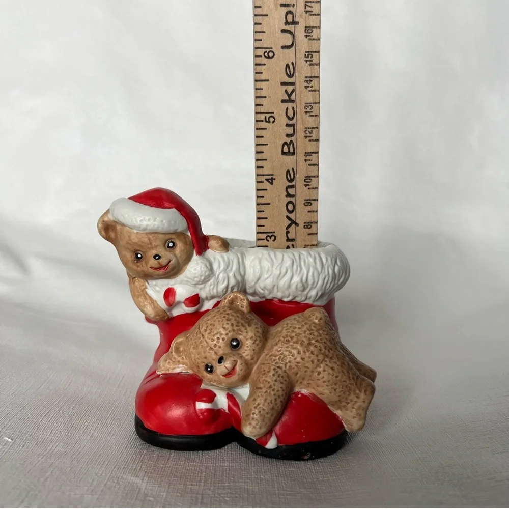Vintage 1988 House of Lloyd Christmas Teddy Bear Santa Boots Ceramic Fig…